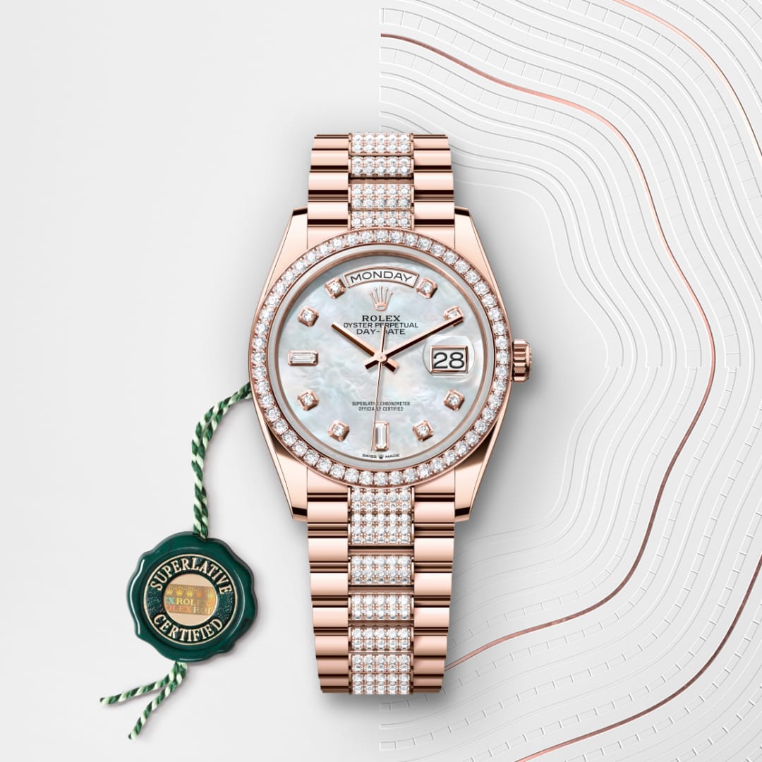 Rolex Day-Date 36 Oyster, 36 mm, Everose gold and diamonds M128345RBR-0030