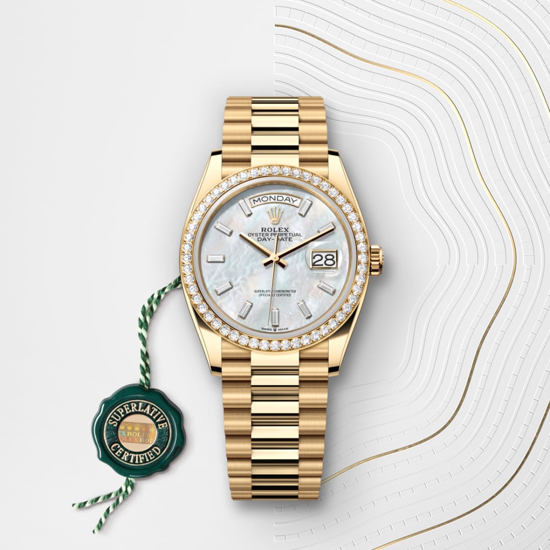 Rolex Day-Date 36 Oyster, 36 mm, yellow gold and diamonds M128348RBR-0070