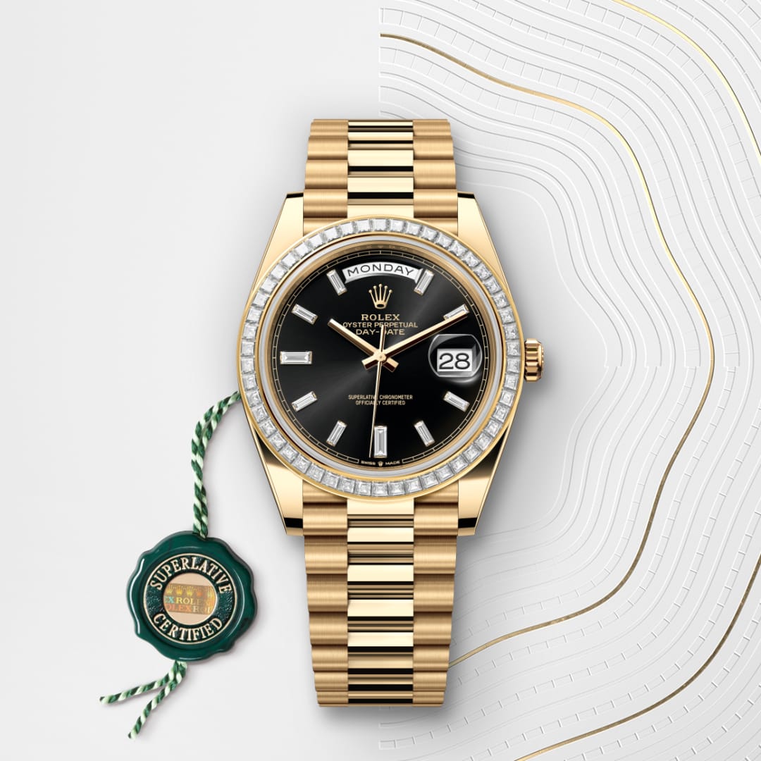 Rolex Day-Date 40 Oyster, 40 mm, yellow gold and diamonds M228398TBR-0001