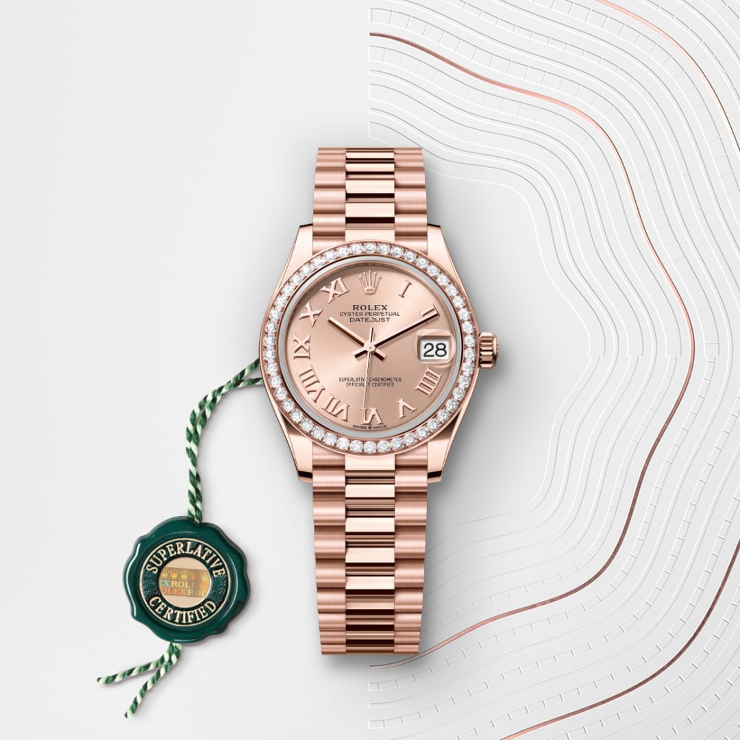 Rolex Datejust 31 Oyster, 31 mm, Everose-Gold mit Diamanten M278285RBR-0029