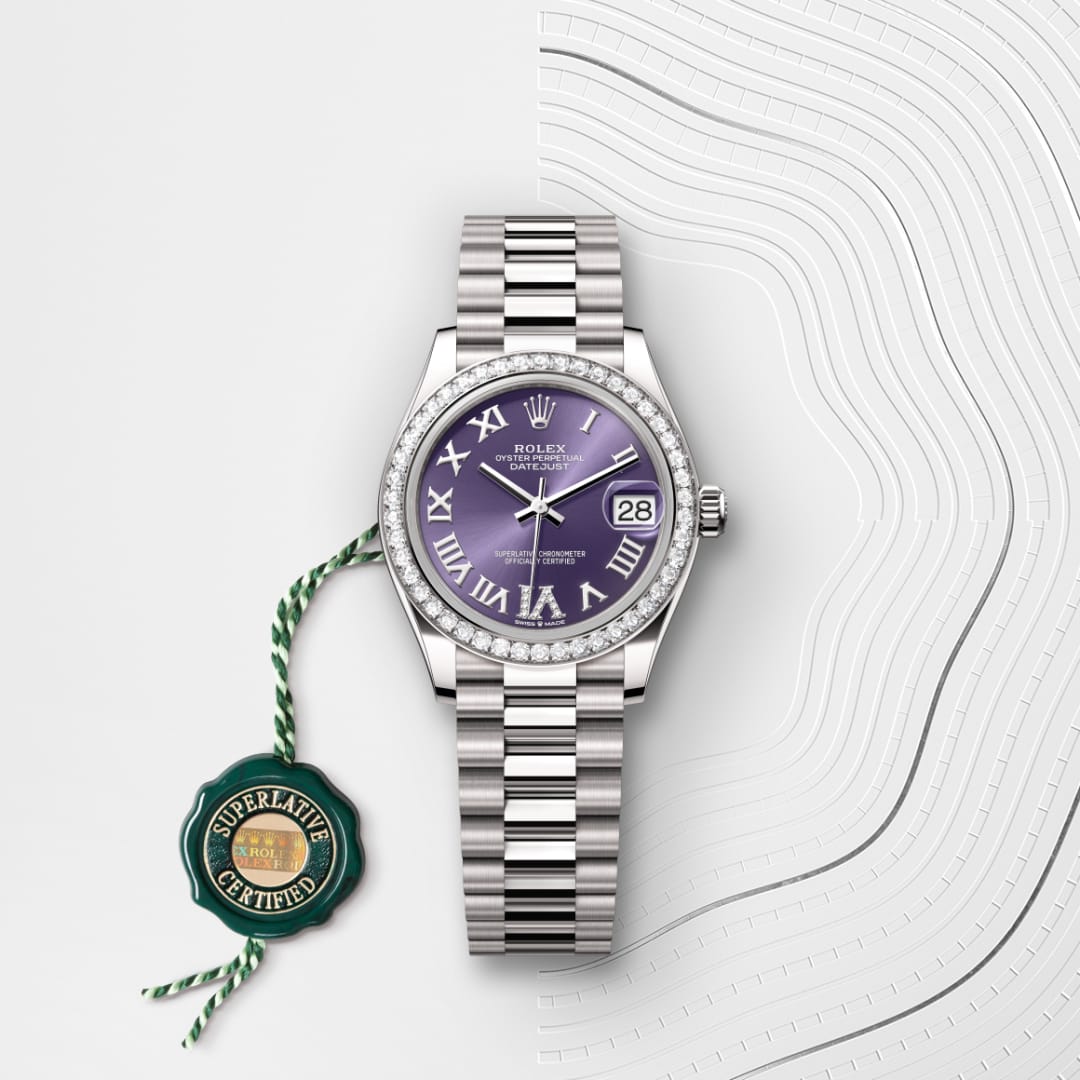Rolex Datejust 31 Oyster, 31 mm, white gold and diamonds M278289RBR-0019