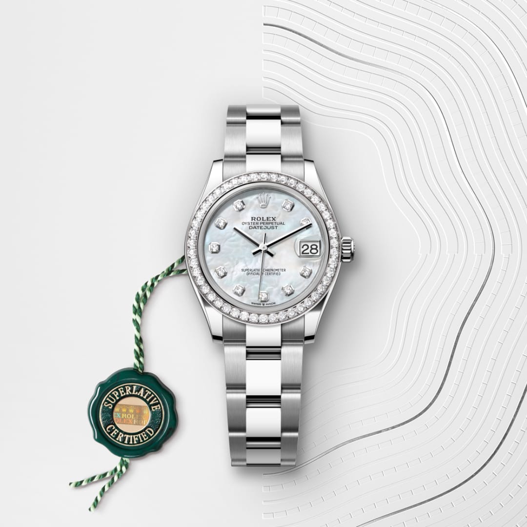 Rolex Datejust 31 Oyster, 31 mm, Edelstahl Oystersteel und Weißgold mit Diamanten M278384RBR-0007