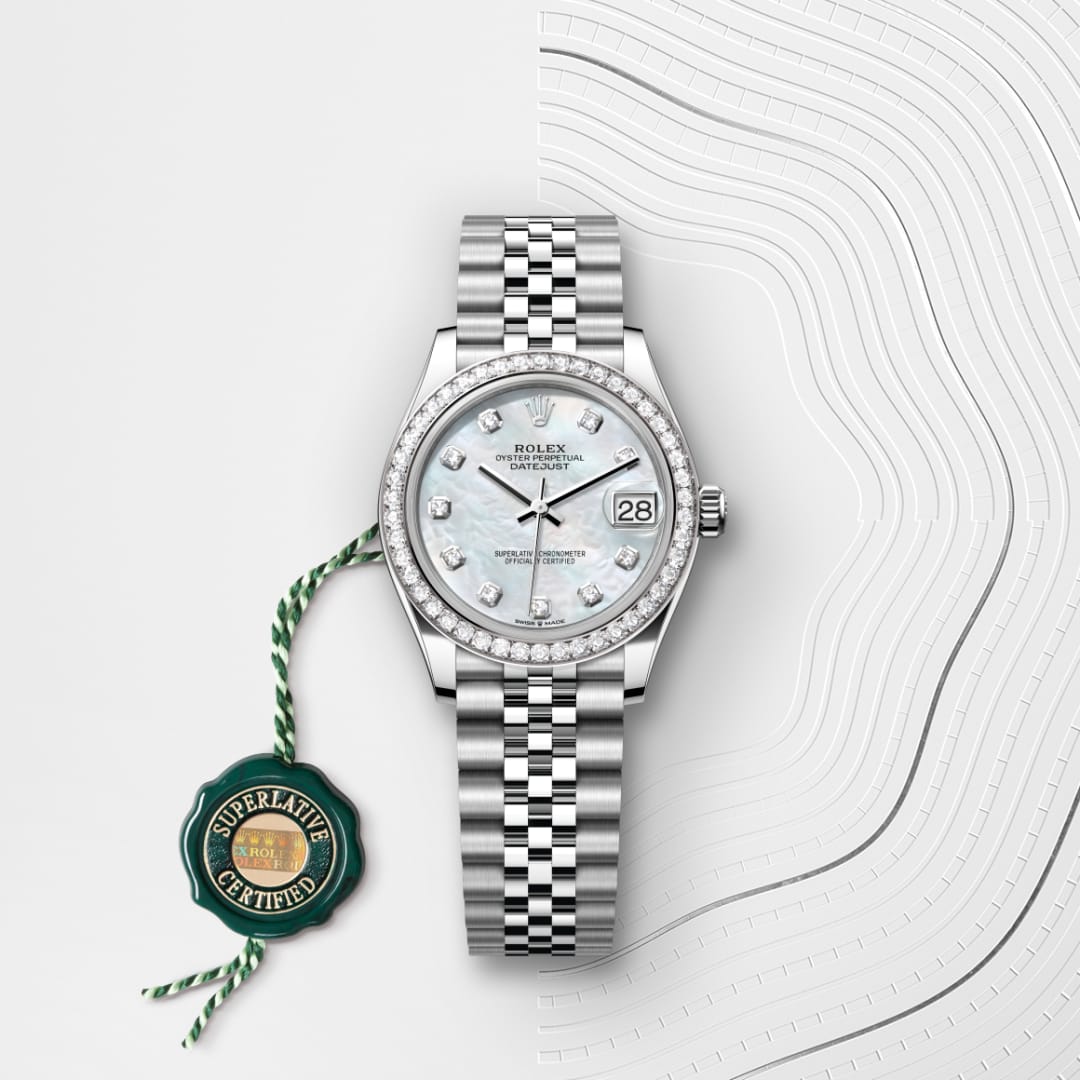 Rolex Datejust 31 Oyster, 31 mm, Edelstahl Oystersteel und Weißgold mit Diamanten M278384RBR-0008