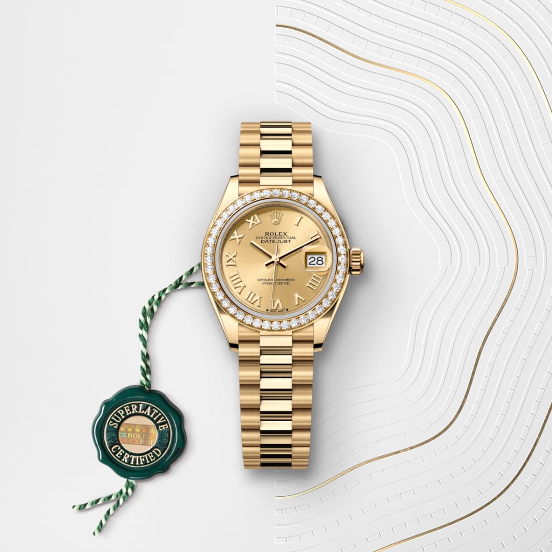 Rolex Lady-Datejust Oyster, 28 mm, Gelbgold mit Diamanten M279138RBR-0021