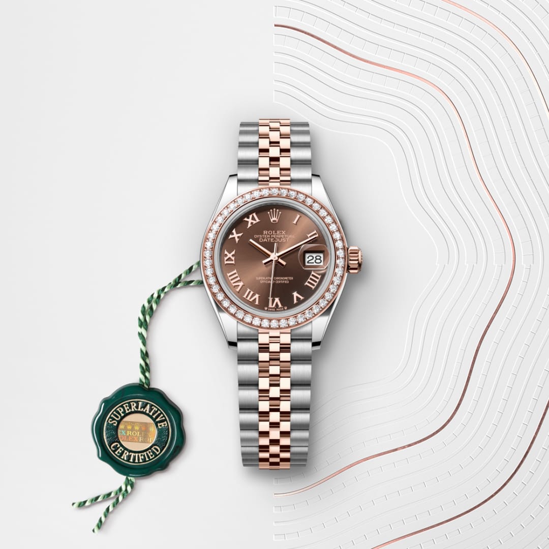 Rolex Lady-Datejust Oyster, 28 mm, Oystersteel, Everose gold and diamonds M279381RBR-0009