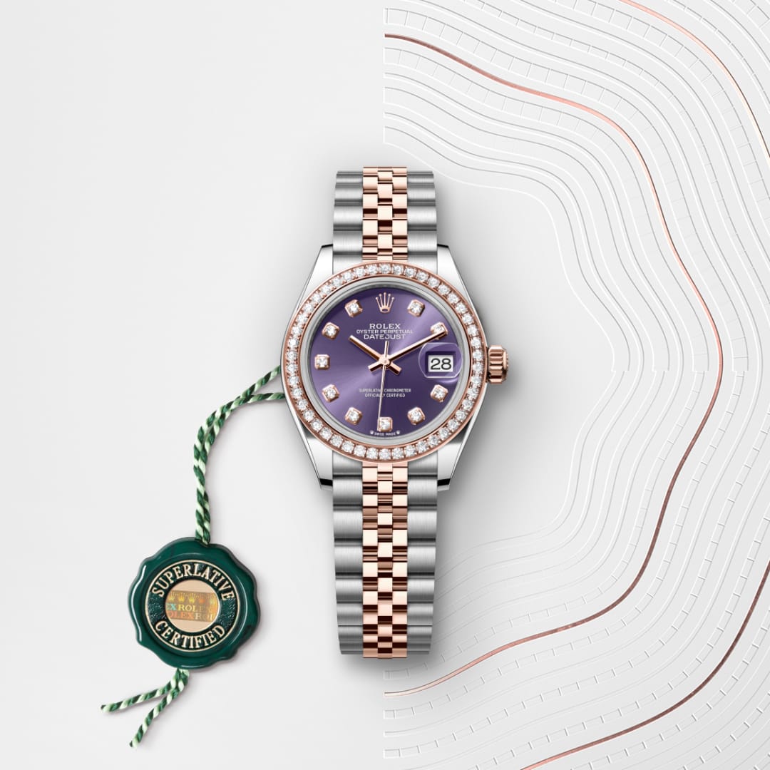 Rolex Lady-Datejust Oyster, 28 mm, Oystersteel, Everose gold and diamonds M279381RBR-0015
