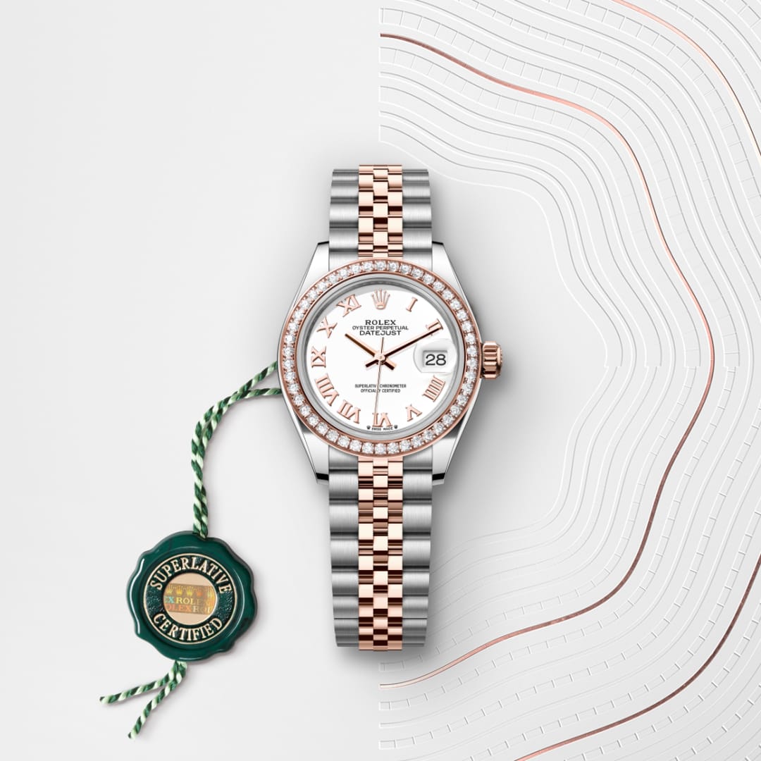 Rolex Lady-Datejust Oyster, 28 mm, Oystersteel, Everose gold and diamonds M279381RBR-0021