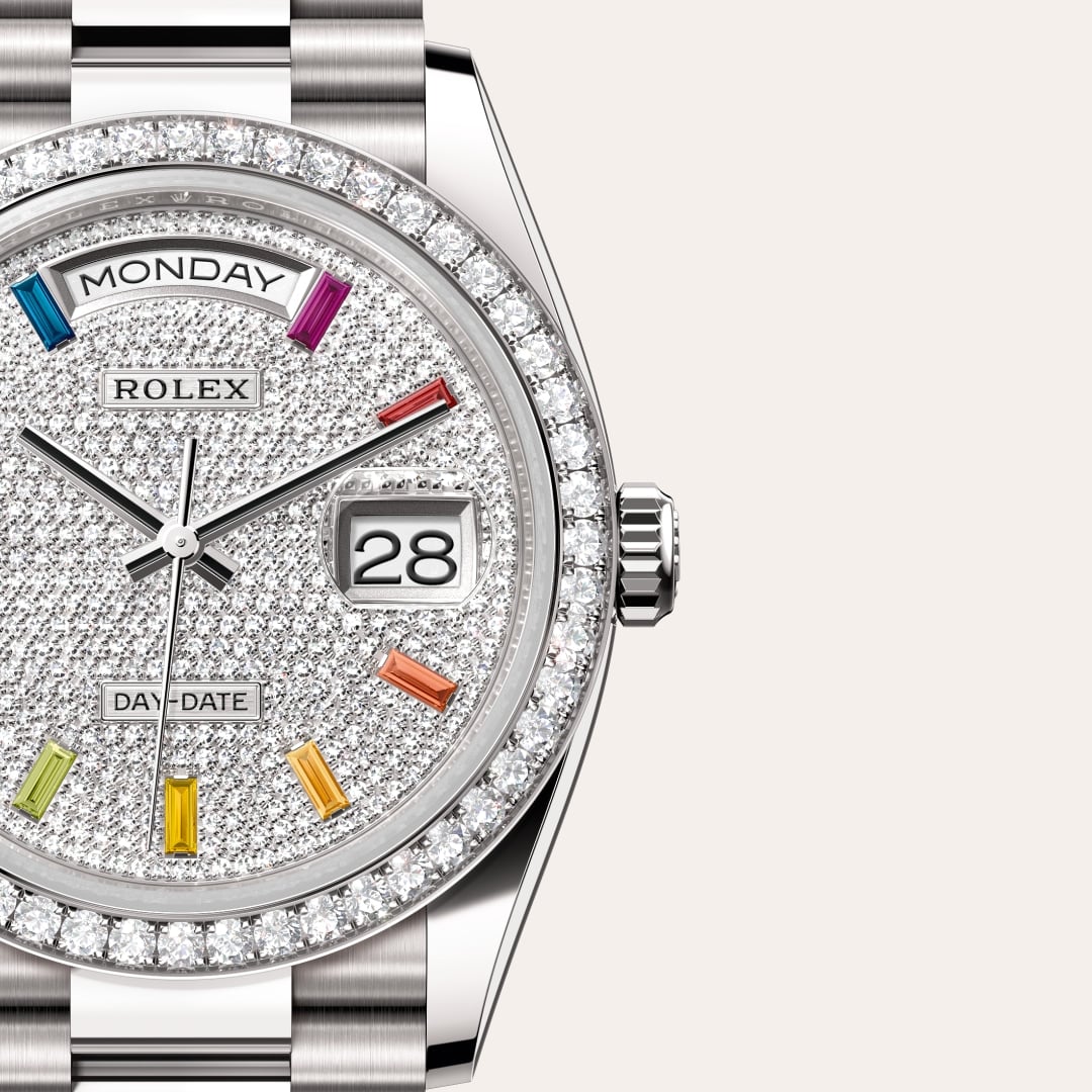 Rolex Day-Date 36 Oyster, 36 mm, Weißgold mit Diamanten M128349RBR-0006