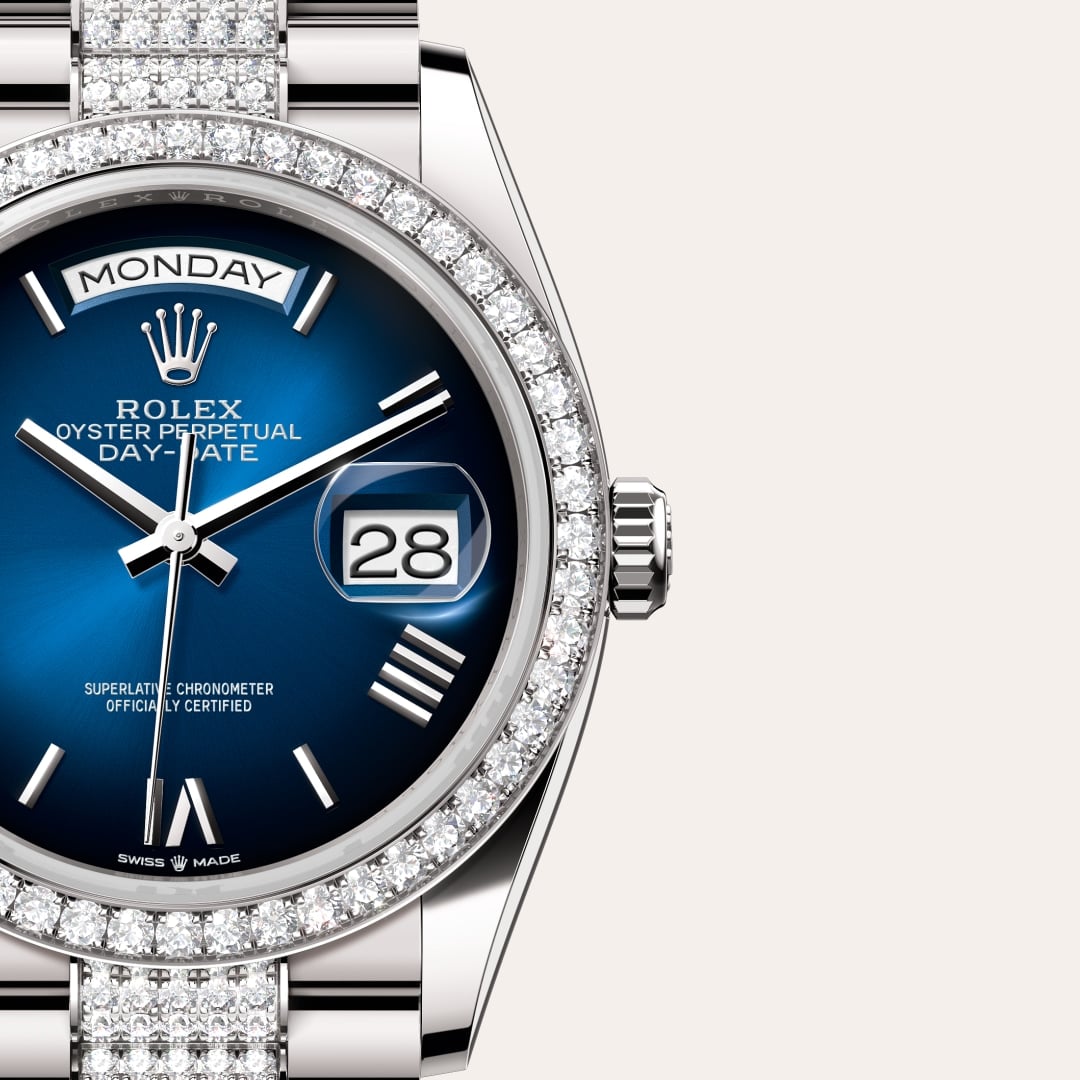 Rolex Day-Date 36 Oyster, 36 mm, white gold and diamonds M128349RBR-0048