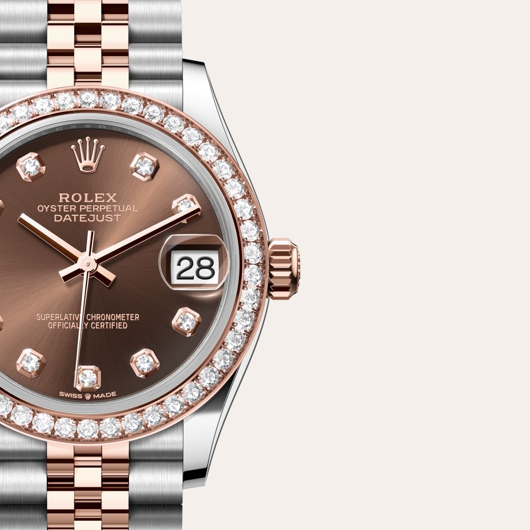 Rolex Datejust 31 Oyster, 31 mm, Edelstahl Oystersteel und Everose-Gold mit Diamanten M278381RBR-0028