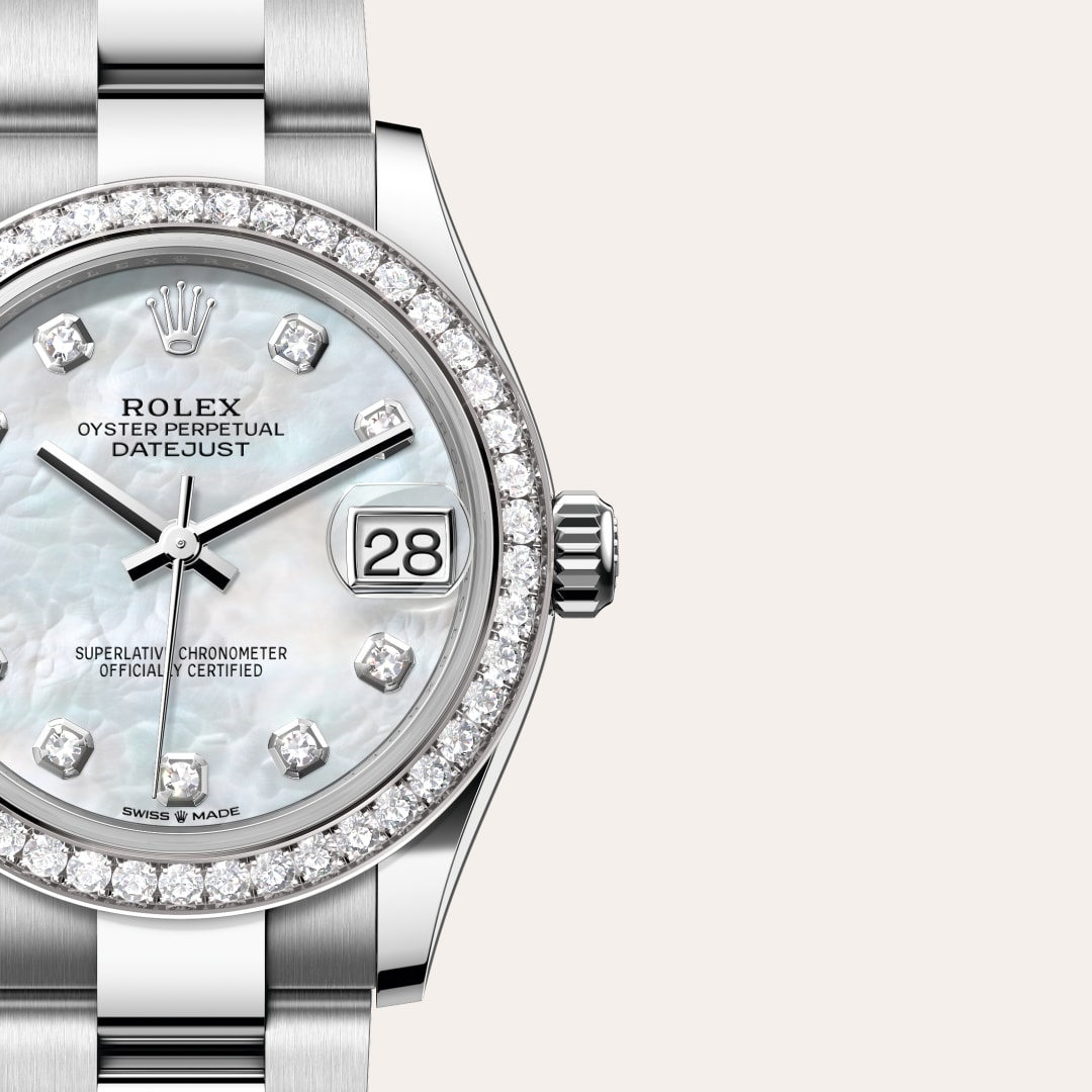 Rolex Datejust 31 Oyster, 31 mm, Edelstahl Oystersteel und Weißgold mit Diamanten M278384RBR-0007