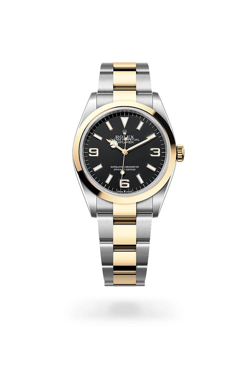 Rolex Explorer 36 Oyster, 36 mm, Edelstahl Oystersteel und Gelbgold m124273-0001
