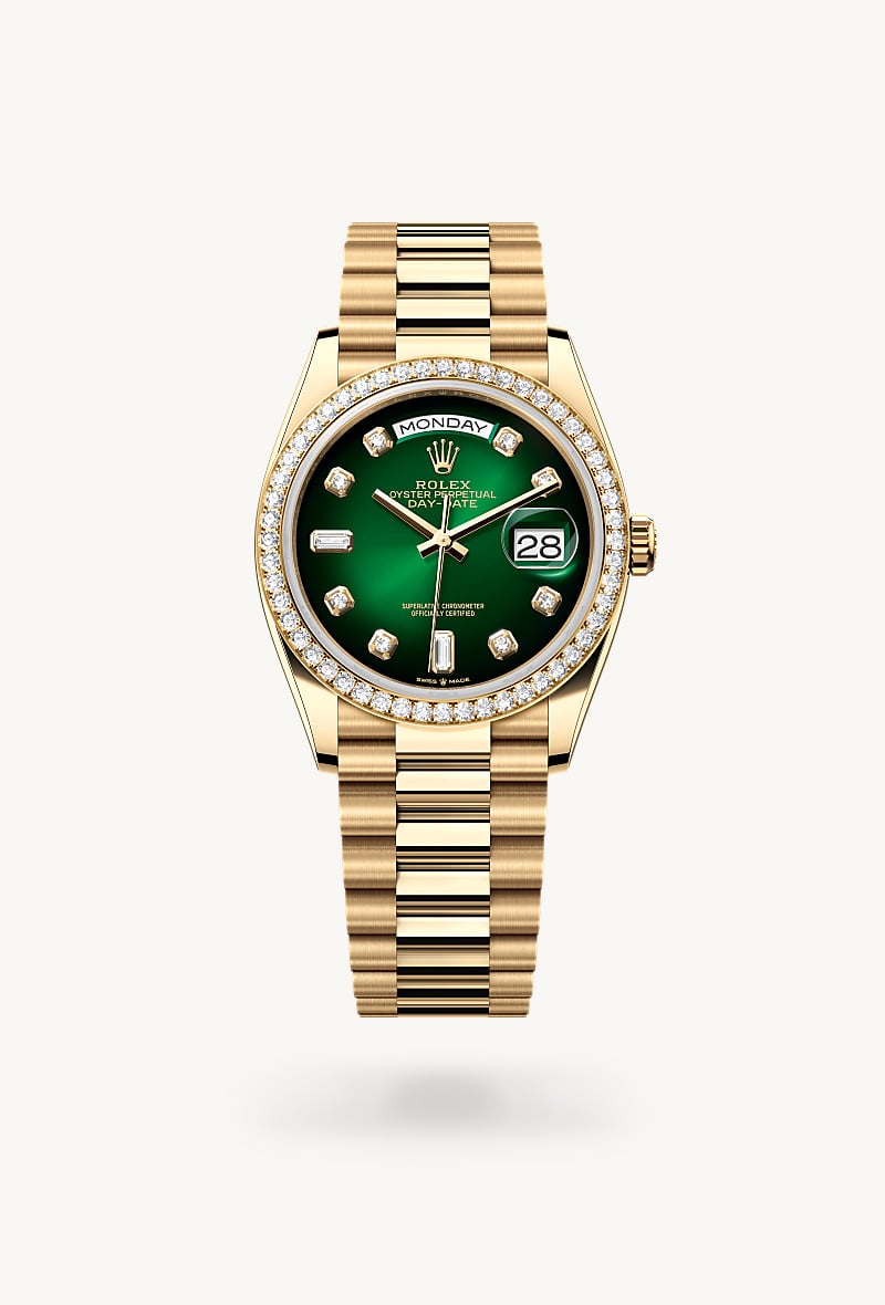 Rolex Day-Date 36 Oyster, 36 mm, Gelbgold mit Diamanten M128348RBR-0035