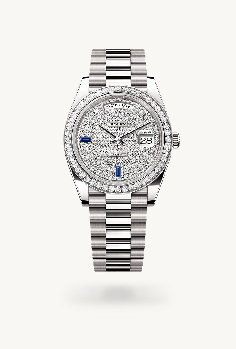 Rolex Day-Date 40 Oyster, 40 mm, Weißgold mit Diamanten M228349RBR-0036