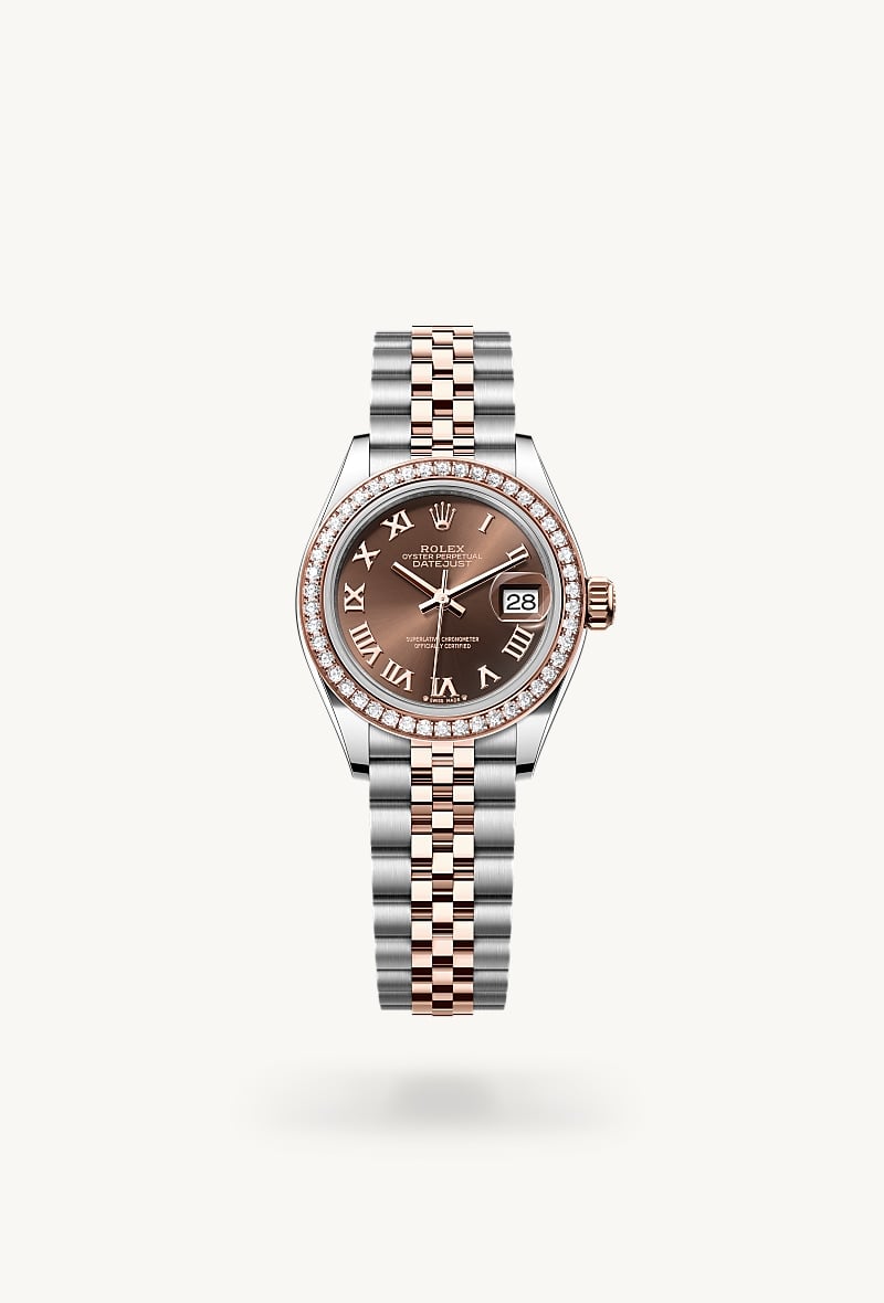 Rolex Lady-Datejust Oyster, 28 mm, Oystersteel, Everose gold and diamonds M279381RBR-0009
