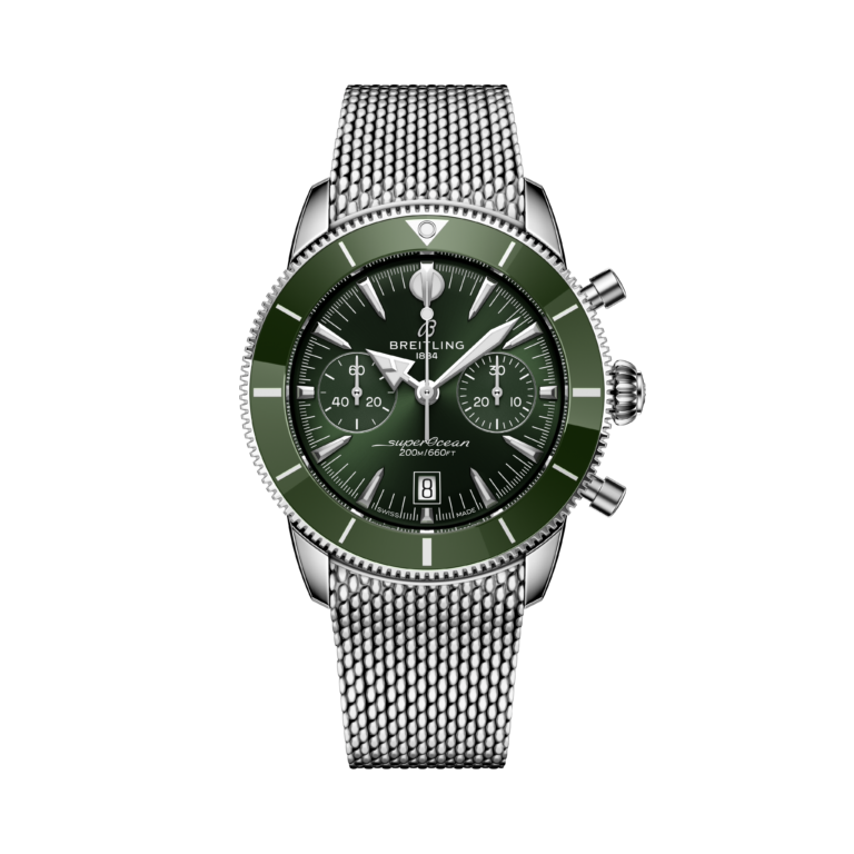 Breitling, Superocean Heritage B01 Chronograph 42 Armbanduhr aus Stahl, Referenz AB0156361L1A1, Produktaufnahme
