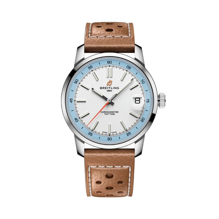 Breitling, Top Time B31 Armbanduhr aus Stahl, Referenz AB3113281A1X1, Produktaufnahme