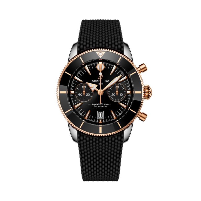 Breitling, Superocean Heritage B01 Chronograph 42 Armbanduhr aus Stahl / Gold 750 R, Referenz UB0156H11B1S1, Produktaufnahme