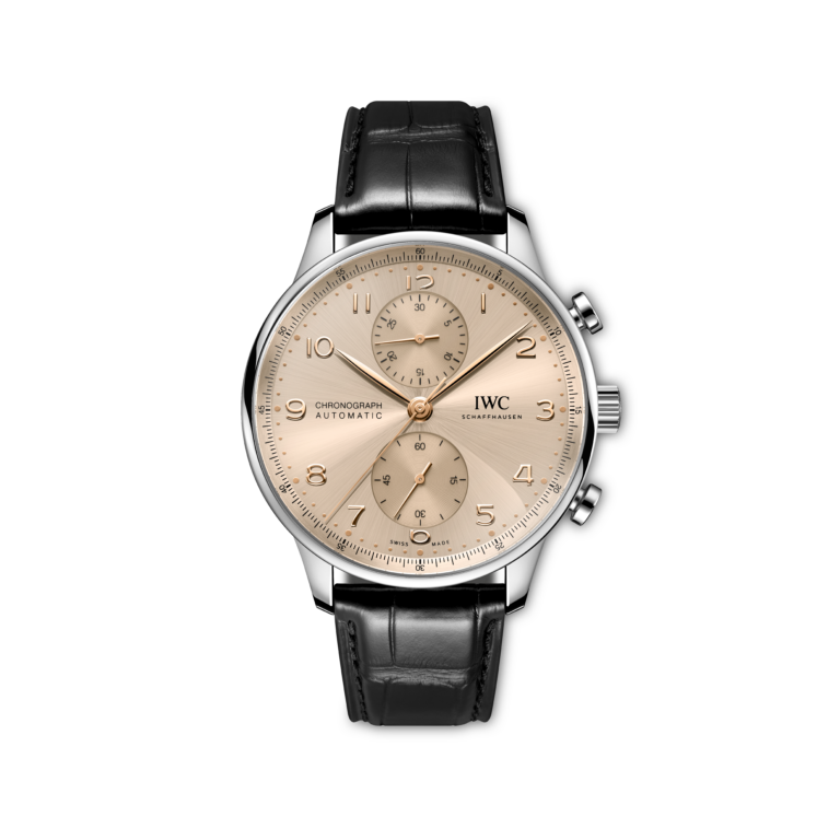 IWC Schaffhausen, Portugieser Chronograph Armbanduhr aus Stahl, Referenz IW371624, Produktaufnahme