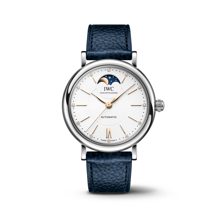 IWC Schaffhausen, Portofino Automatic Moon Phase 37 Armbanduhr aus Stahl, Referenz IW459601, Produktaufnahme