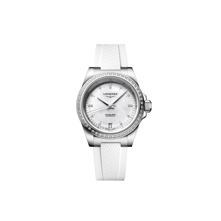 Longines, Conquest Armbanduhr aus Stahl, Referenz L3.430.0.87.9, Produktaufnahme
