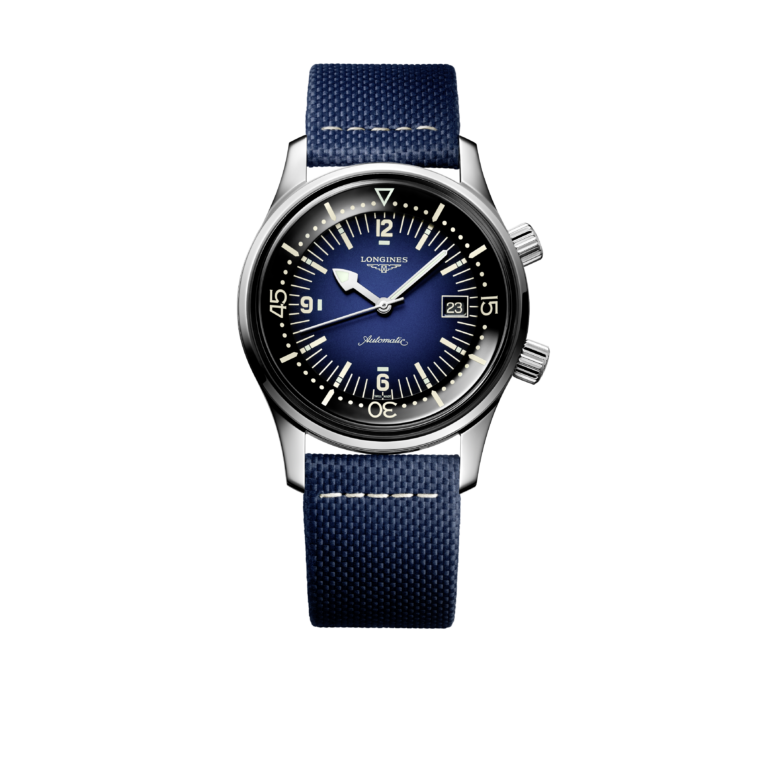 Longines, The Longines Legend Diver Watch Armbanduhr aus Stahl, Referenz L3.774.4.90.2, Produktaufnahme