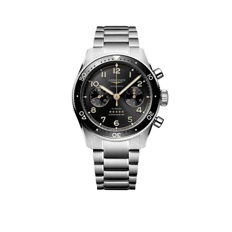 Longines, Longines Spirit Fly Back Armbanduhr aus Stahl, Referenz L3.821.4.53.6, Produktaufnahme