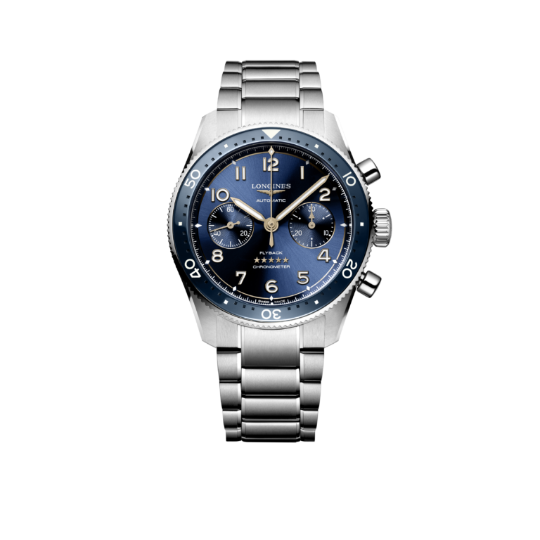 Longines, Longines Spirit Fly Back Armbanduhr aus Stahl, Referenz L3.821.4.93.6, Produktaufnahme
