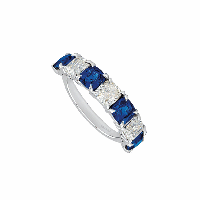 Masterpiece Ring aus 18 Kt Weißgold mit Diamanten und Saphir