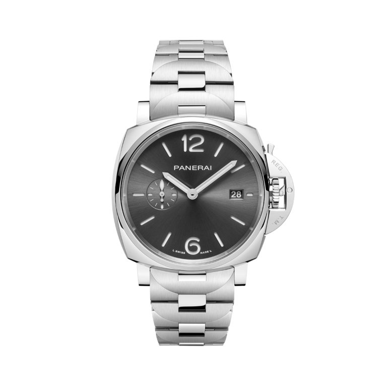 Panerai, Luminor Due 42 Armbanduhr aus Stahl, Referenz PAM01387, Produktaufnahme