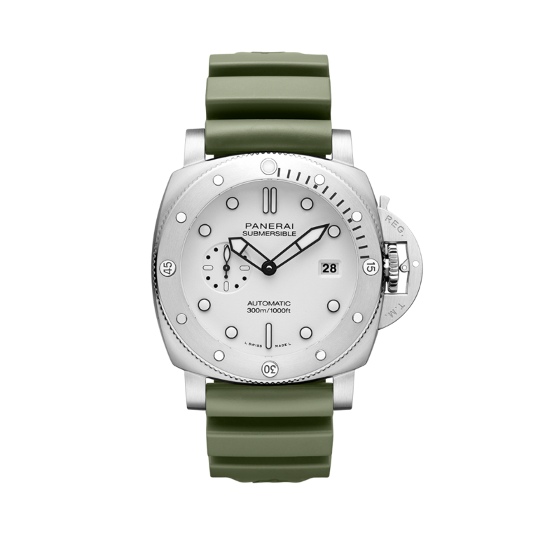 Panerai, Submersible QuarantaQuattro Armbanduhr aus Stahl, Referenz PAM01595, Produktaufnahme