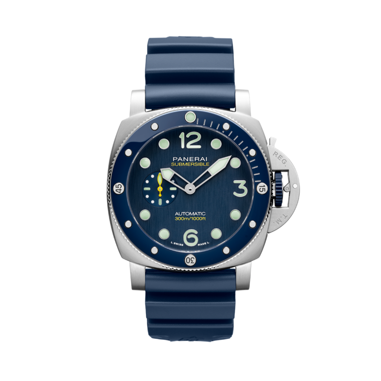 Panerai, Submersible QuarantaQuattro Mike Horn Armbanduhr aus Stahl, Referenz PAM01676, Produktaufnahme