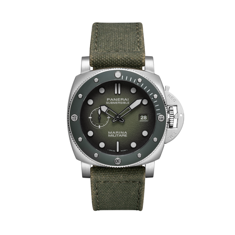 Panerai, Submersible Marina Militare Armbanduhr aus Stahl, Referenz PAM01697, Produktaufnahme