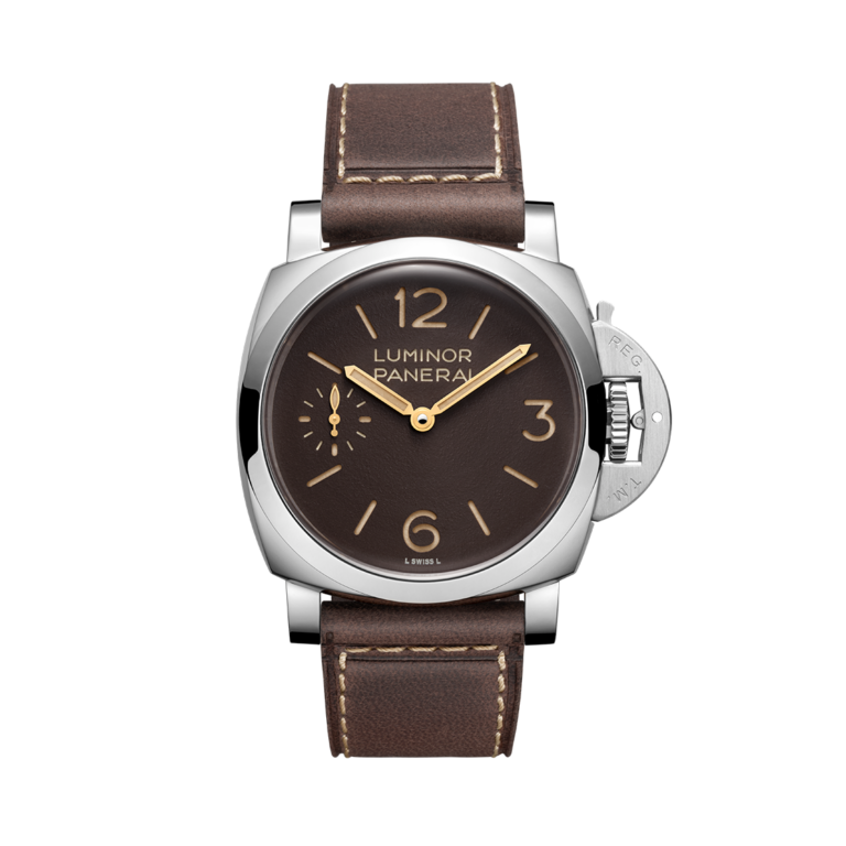 Panerai, LUM 44 P6000 STE LEA BWN Armbanduhr aus Stahl, Referenz PAM01731, Produktaufnahme