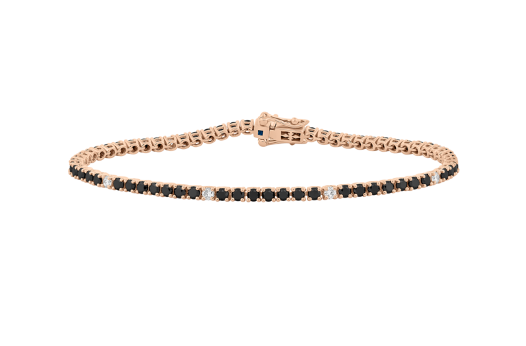 Rivière Brillant Armband aus 18 Kt Roségold mit Diamanten und schwarzen Diamanten