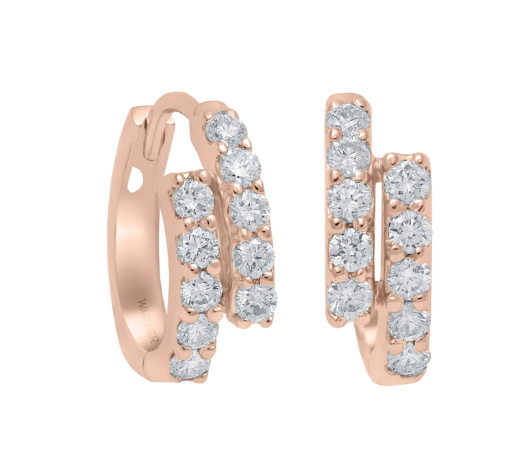 Rivière Brillant Creolen aus 18 Kt Roségold mit Diamanten