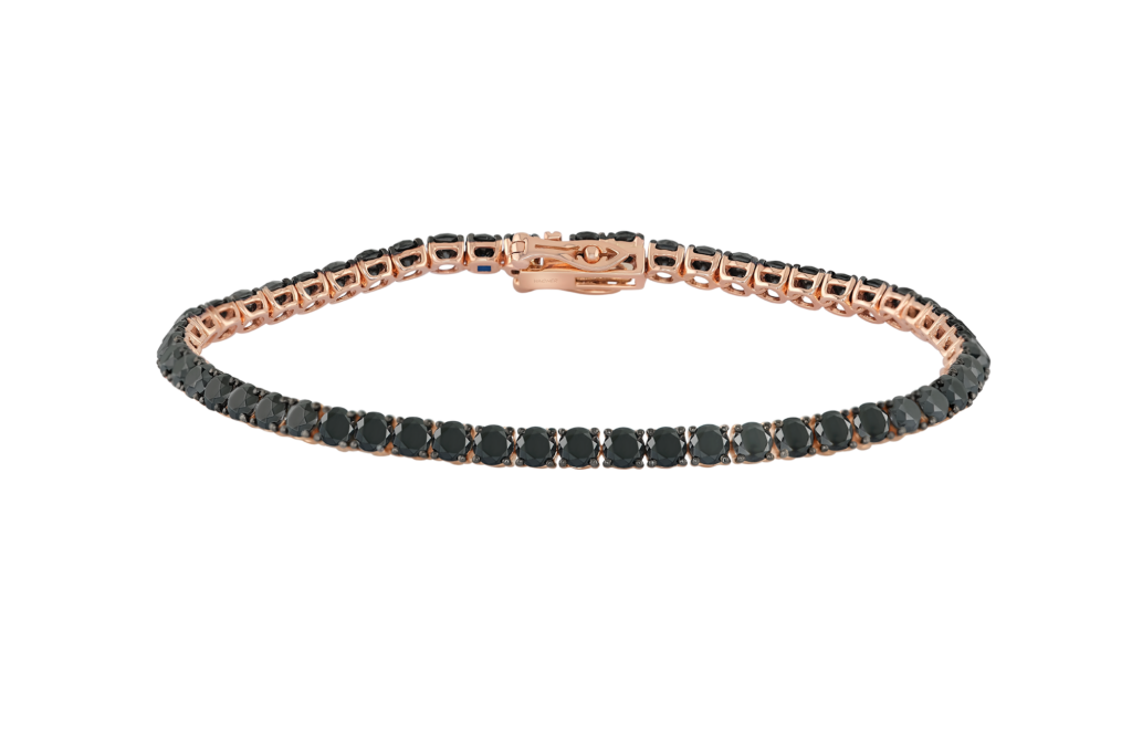 Rivière Brillant Armband aus 18 Kt Roségold mit schwarzen Diamanten