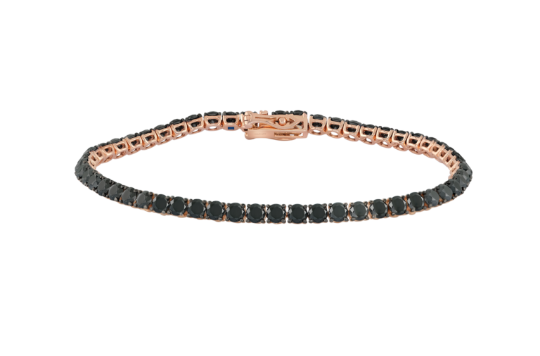 Rivière Brillant Armband aus 18 Kt Roségold mit schwarzen Diamanten