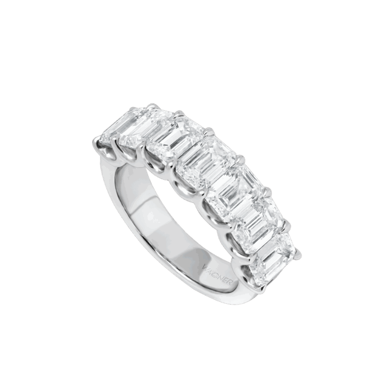 Rivière Emerald Ring aus 18 Kt Weißgold mit Diamanten