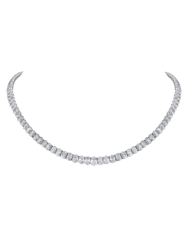 Rivière Oval Collier aus 18 Kt Weißgold mit Diamanten
