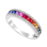 Wagner, Rivière Rainbow Ring aus 18 Kt Weißgold mit Diamanten und Saphir, Referenz RI807.R.WX, Produktaufnahme