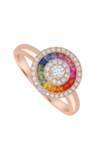 Wagner, Rivière Rainbow Ring aus 18 Kt Roségold mit Diamanten und Saphir, Referenz RI827.R.RX, Produktaufnahme
