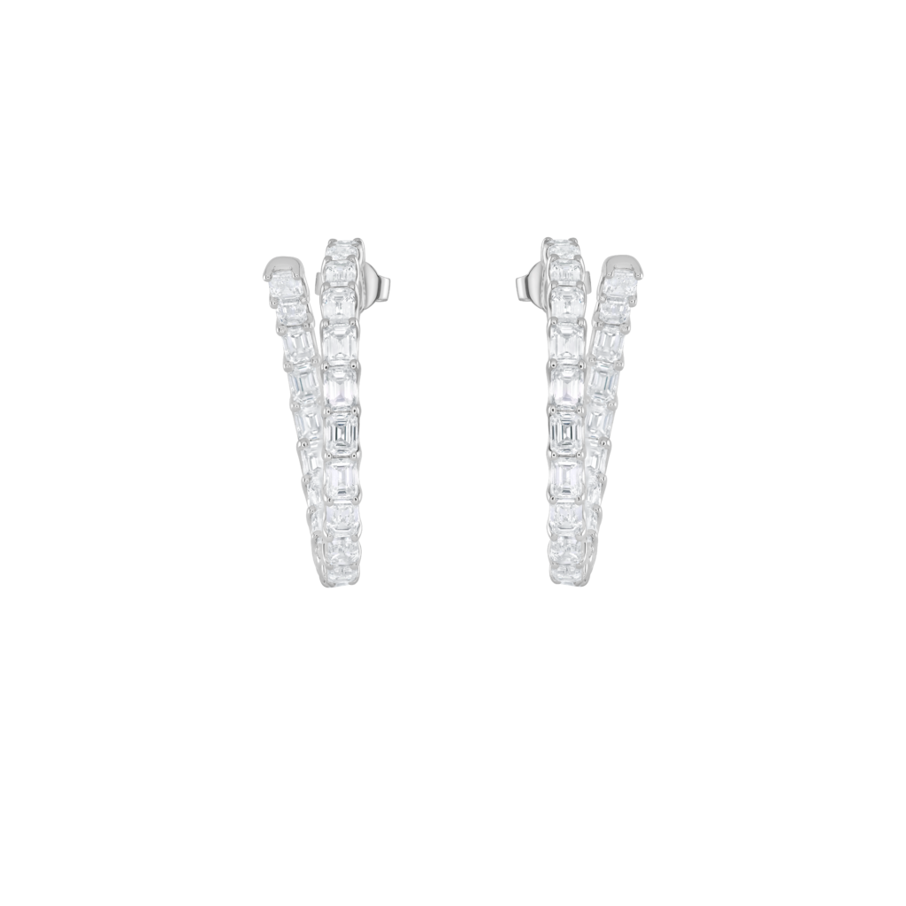 Rivière Single Row Creolen aus 18 Kt Weißgold mit Diamanten