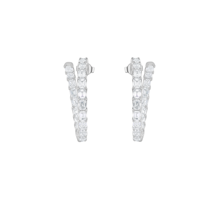 Rivière Single Row Creolen aus 18 Kt Weißgold mit Diamanten