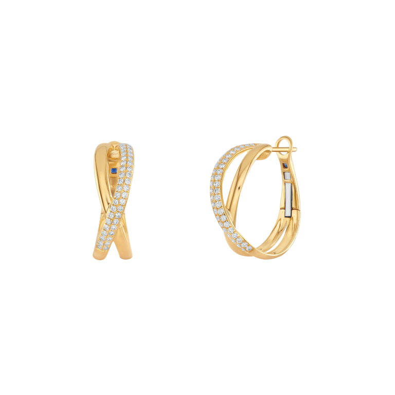Signature Creolen aus 18 Kt Gelbgold mit Diamanten