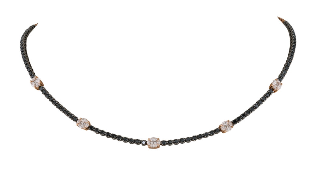 Wagner, Signature Collier aus 18 Kt Roségold mit Diamantenen schwarz und Diamantenen, Referenz S5049.C.RX, Produktaufnahme