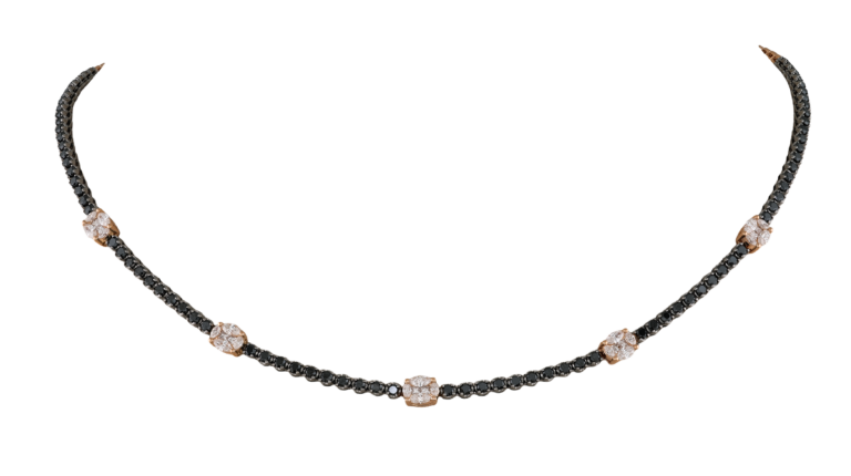 Signature Collier aus 18 Kt Roségold mit schwarzen Diamanten und Diamanten