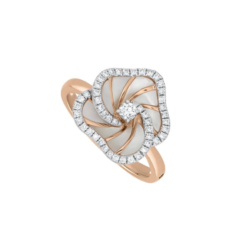 Seaside Ring aus 18 Kt Roségold mit Diamanten und Perlmutt