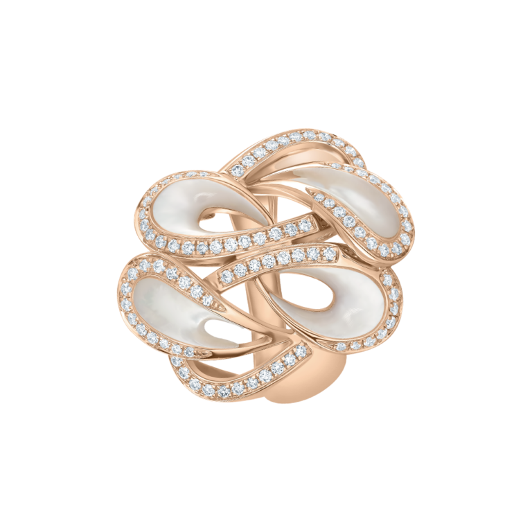 Seaside Ring aus 18 Kt Roségold mit Diamanten und Perlmutt
