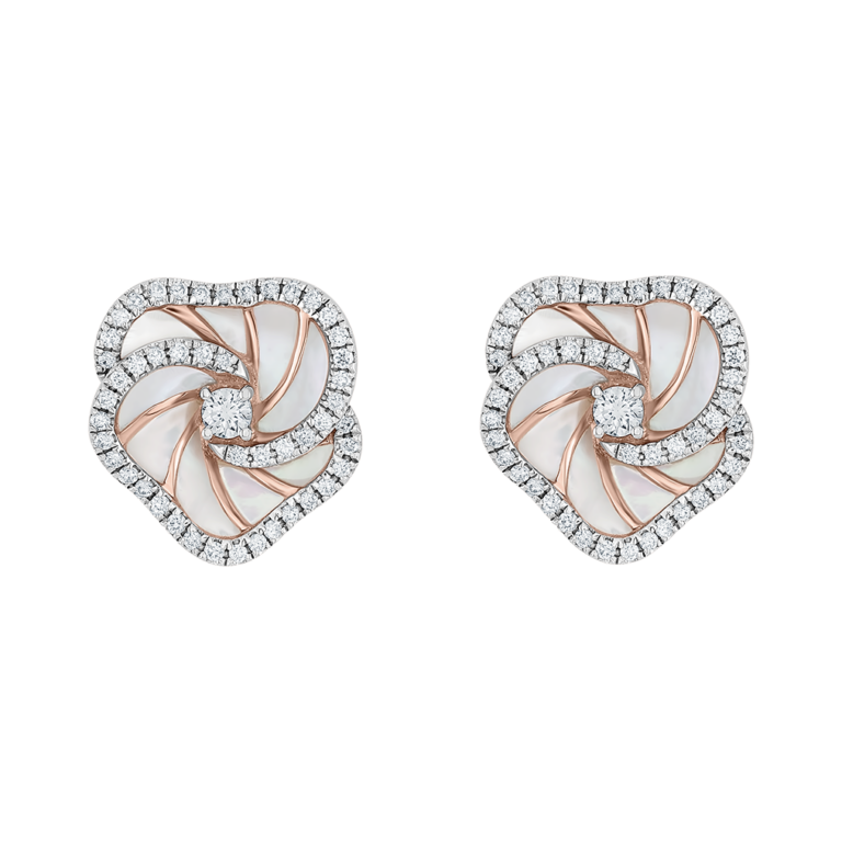 Seaside Ohrschmuck aus 18 Kt Roségold mit Diamanten und Perlmutt